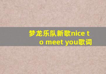 梦龙乐队新歌nice to meet you歌词